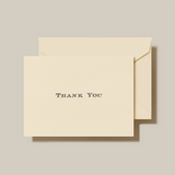 Folded Note, Black Thank You on Ecru