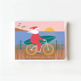 California Biking Surfer Santa Christmas Cards - Boxed Set