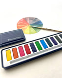 Watercolor Set- 12 Artist Grade Colors + Wood Brush