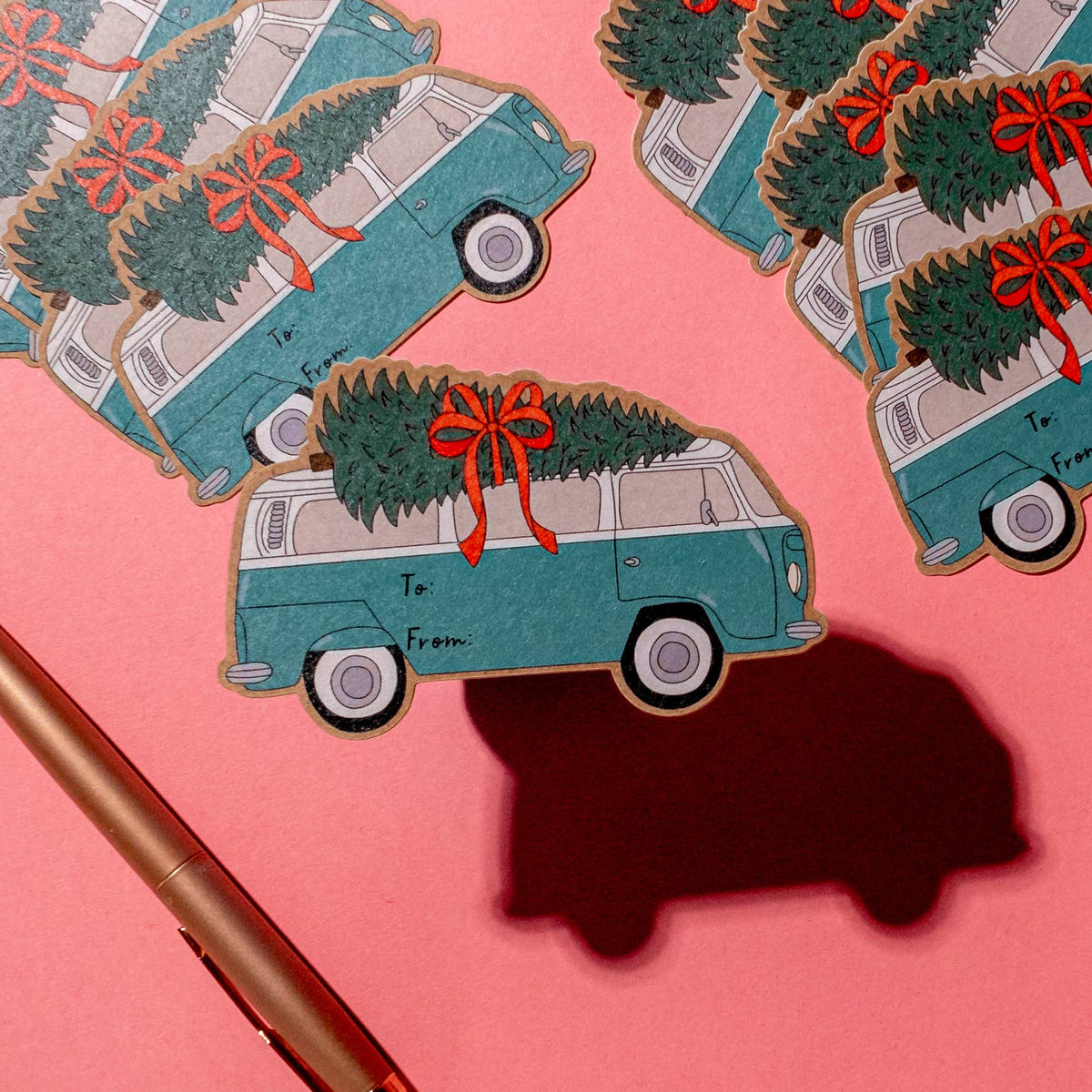 Holiday Bus Sticker Tags - Pack of 10 – Seaside Papery