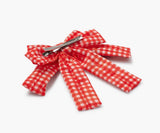 Gingham Cherries Embroidered Hair Bow