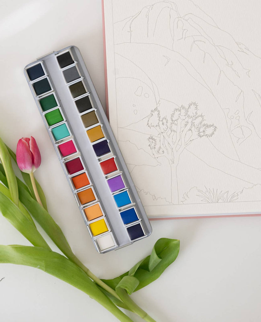 24 Color Piant 24 Color Watercolor Paint Palette – Seaside Papery