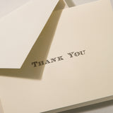 Folded Note, Black Thank You on Ecru