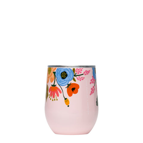 Corkcicle Lively Floral Gloss Blush 12 oz. Stemless