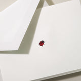 Folded Note, Ladybug on Pearl White