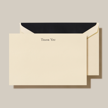 Flat Note, Black Engraved Thank You on Ecruwhite