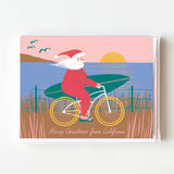 California Biking Surfer Santa Christmas Cards - Boxed Set
